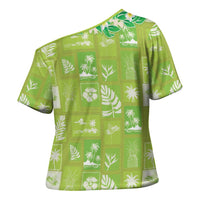 Aloha Hawaii Tuberose Lei Cross Shoulder Shirt Tropical Vibes Green Color LT14 - Polynesian Pride