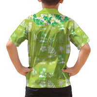 Aloha Hawaii Tuberose Lei Family Matching Short Sleeve Bodycon Dress and Hawaiian Shirt Tropical Vibes Green Color - Polynesian Pride