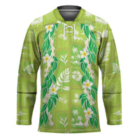 Aloha Hawaii Tuberose Lei Hockey Jersey Tropical Vibes Green Color LT14 Unisex Green - Polynesian Pride