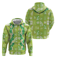 Aloha Hawaii Tuberose Lei Hoodie Tropical Vibes Green Color - Polynesian Pride