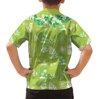 Aloha Hawaii Tuberose Lei Kid Hawaiian Shirt Tropical Vibes Green Color - Polynesian Pride