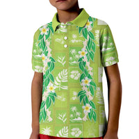 Aloha Hawaii Tuberose Lei Kid Polo Shirt Tropical Vibes Green Color LT14 Kid Green - Polynesian Pride