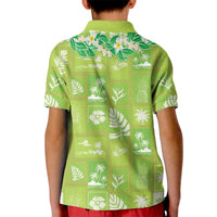 Aloha Hawaii Tuberose Lei Kid Polo Shirt Tropical Vibes Green Color LT14 - Polynesian Pride