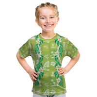 Aloha Hawaii Tuberose Lei Kid T Shirt Tropical Vibes Green Color - Polynesian Pride