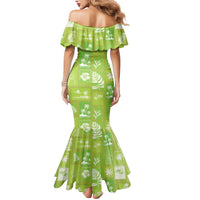 Aloha Hawaii Tuberose Lei Mermaid Dress Tropical Vibes Green Color - Polynesian Pride
