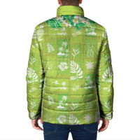 Aloha Hawaii Tuberose Lei Padded Jacket Tropical Vibes Green Color - Polynesian Pride