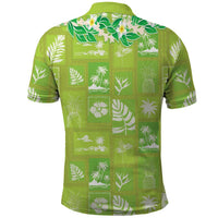 Aloha Hawaii Tuberose Lei Polo Shirt Tropical Vibes Green Color - Polynesian Pride