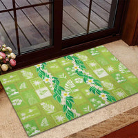 Aloha Hawaii Tuberose Lei Rubber Doormat Tropical Vibes Green Color - Polynesian Pride