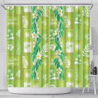 Aloha Hawaii Tuberose Lei Shower Curtain Tropical Vibes Green Color - Polynesian Pride