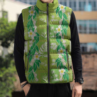 Aloha Hawaii Tuberose Lei Sleeveless Puffer Jacket Tropical Vibes Green Color - Polynesian Pride