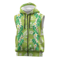 Aloha Hawaii Tuberose Lei Sleeveless Zip Hoodie Tropical Vibes Green Color LT14 Green - Polynesian Pride