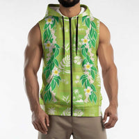 Aloha Hawaii Tuberose Lei Sleeveless Zip Hoodie Tropical Vibes Green Color LT14 - Polynesian Pride