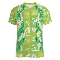 Aloha Hawaii Tuberose Lei Women V-Neck T-Shirt Tropical Vibes Green Color - Polynesian Pride