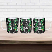 Aloha Hawaii Tuberose Lei Ceramic Mug Tropical Vibes Black Color - Polynesian Pride