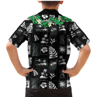 Aloha Hawaii Tuberose Lei Family Matching Mermaid Dress and Hawaiian Shirt Tropical Vibes Black Color - Polynesian Pride