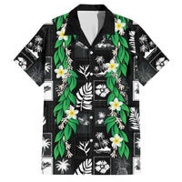 Aloha Hawaii Tuberose Lei Family Matching Off The Shoulder Long Sleeve Dress and Hawaiian Shirt Tropical Vibes Black Color - Polynesian Pride