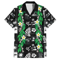 Aloha Hawaii Tuberose Lei Family Matching Puletasi and Hawaiian Shirt Tropical Vibes Black Color - Polynesian Pride