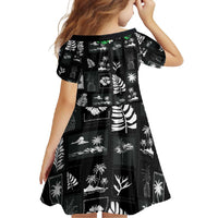 Aloha Hawaii Tuberose Lei Family Matching Summer Maxi Dress and Hawaiian Shirt Tropical Vibes Black Color - Polynesian Pride