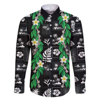 Aloha Hawaii Tuberose Lei Family Matching Summer Maxi Dress and Hawaiian Shirt Tropical Vibes Black Color - Polynesian Pride