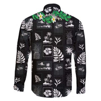 Aloha Hawaii Tuberose Lei Family Matching Summer Maxi Dress and Hawaiian Shirt Tropical Vibes Black Color - Polynesian Pride