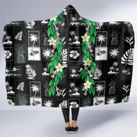Aloha Hawaii Tuberose Lei Hooded Blanket Tropical Vibes Black Color LT14 One Size Black - Polynesian Pride