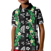 Aloha Hawaii Tuberose Lei Kid Polo Shirt Tropical Vibes Black Color LT14 Kid Black - Polynesian Pride