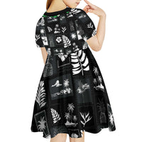 Aloha Hawaii Tuberose Lei Kid Short Sleeve Dress Tropical Vibes Black Color LT14 - Polynesian Pride