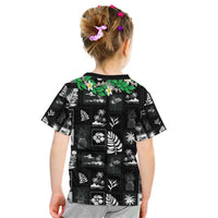 Aloha Hawaii Tuberose Lei Kid T Shirt Tropical Vibes Black Color - Polynesian Pride