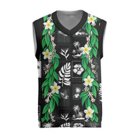 Aloha Hawaii Tuberose Lei Christmas Knitted V-Neck Vest Tropical Vibes Black Color - Polynesian Pride