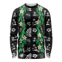 Aloha Hawaii Tuberose Lei Long Sleeve Shirt Tropical Vibes Black Color LT14 Unisex Black - Polynesian Pride