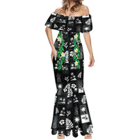 Aloha Hawaii Tuberose Lei Mermaid Dress Tropical Vibes Black Color - Polynesian Pride