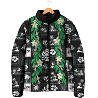Aloha Hawaii Tuberose Lei Padded Jacket Tropical Vibes Black Color - Polynesian Pride