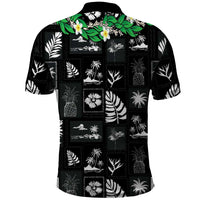 Aloha Hawaii Tuberose Lei Polo Shirt Tropical Vibes Black Color LT14 - Polynesian Pride
