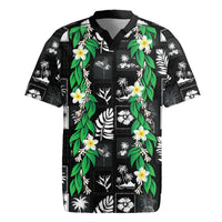 Aloha Hawaii Tuberose Lei Rugby Jersey Tropical Vibes Black Color - Polynesian Pride