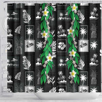 Aloha Hawaii Tuberose Lei Shower Curtain Tropical Vibes Black Color - Polynesian Pride