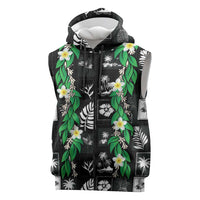 Aloha Hawaii Tuberose Lei Sleeveless Zip Hoodie Tropical Vibes Black Color LT14 Black - Polynesian Pride