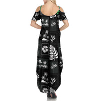 Aloha Hawaii Tuberose Lei Summer Maxi Dress Tropical Vibes Black Color LT14 - Polynesian Pride
