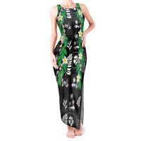 Aloha Hawaii Tuberose Lei Tank Maxi Dress Tropical Vibes Black Color - Polynesian Pride