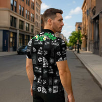 Aloha Hawaii Tuberose Lei Zipper Polo Shirt Tropical Vibes Black Color LT14 - Polynesian Pride