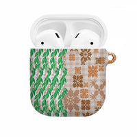 Aloha Hawaii Palaka Tuberose Lei AirPods Case Hawaiian Quilt Seamless Style LT14 Beige - Polynesian Pride