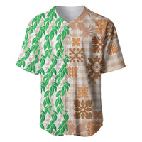 Aloha Hawaii Palaka Tuberose Lei Baseball Jersey Hawaiian Quilt Seamless Style LT14 Beige - Polynesian Pride