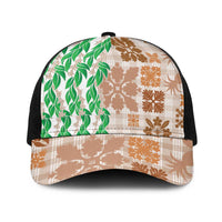 Aloha Hawaii Palaka Tuberose Lei Baseball Net Cap Hawaiian Quilt Seamless Style - Polynesian Pride