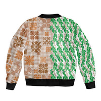 Aloha Hawaii Palaka Tuberose Lei Bomber Jacket Hawaiian Quilt Seamless Style - Polynesian Pride