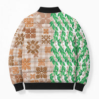 Aloha Hawaii Palaka Tuberose Lei Bomber Puffer Jacket Hawaiian Quilt Seamless Style - Polynesian Pride