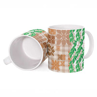 Aloha Hawaii Palaka Tuberose Lei Ceramic Mug Hawaiian Quilt Seamless Style - Polynesian Pride