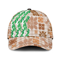 Aloha Hawaii Palaka Tuberose Lei Classic Cap Hawaiian Quilt Seamless Style LT14 Universal Fit Beige - Polynesian Pride