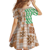 Aloha Hawaii Palaka Tuberose Lei Family Matching Off The Shoulder Long Sleeve Dress and Hawaiian Shirt Hawaiian Quilt Seamless Style - Polynesian Pride