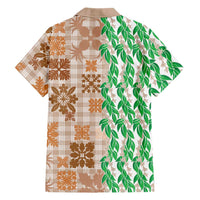 Aloha Hawaii Palaka Tuberose Lei Family Matching Off The Shoulder Long Sleeve Dress and Hawaiian Shirt Hawaiian Quilt Seamless Style - Polynesian Pride