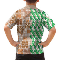 Aloha Hawaii Palaka Tuberose Lei Family Matching Off Shoulder Maxi Dress and Hawaiian Shirt Hawaiian Quilt Seamless Style - Polynesian Pride