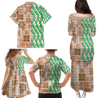 Aloha Hawaii Palaka Tuberose Lei Family Matching Puletasi and Hawaiian Shirt Hawaiian Quilt Seamless Style - Polynesian Pride